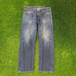 LEVIS 505 Straight Jeans 38x30 Faded Dark-Wash Whiskered